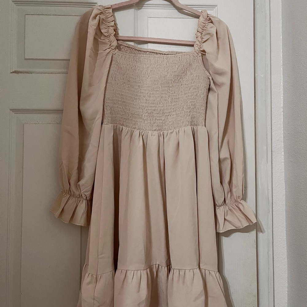Long Sleeve Cream Dress